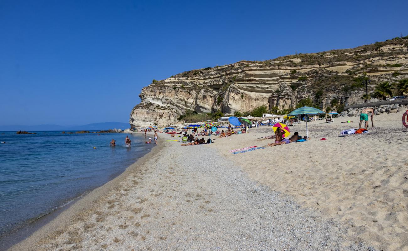 Photo of Zambrone beach with light fine pebble surface