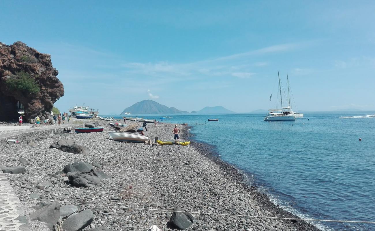 Photo of Alicudi Harbor beach with gray pebble surface