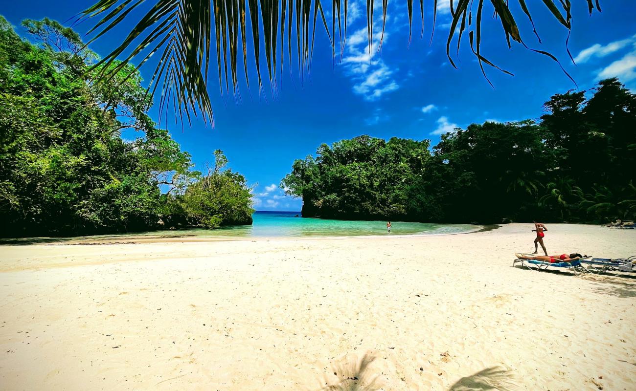 Photo of Frenchman's Cove beach with bright fine sand surface