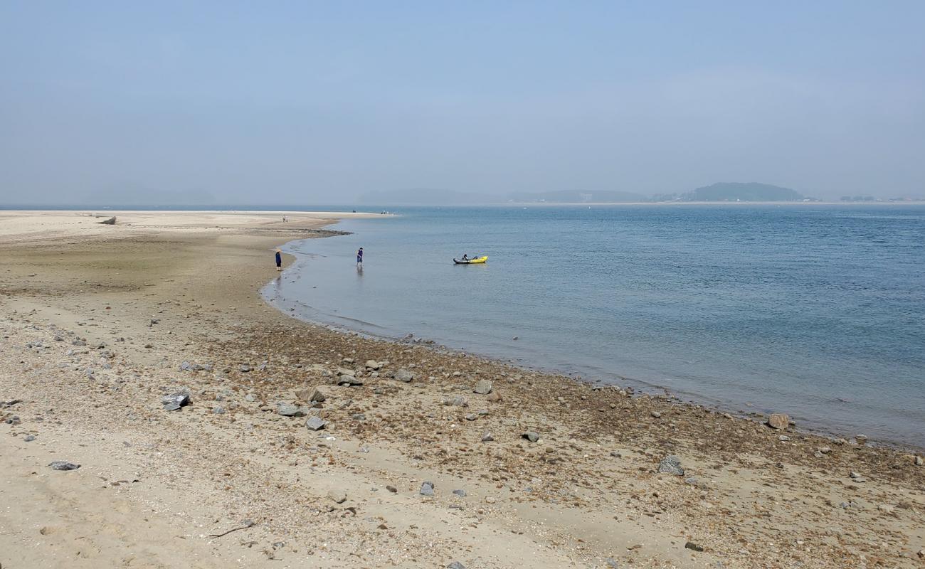 Photo of White sand Beach with bright sand surface