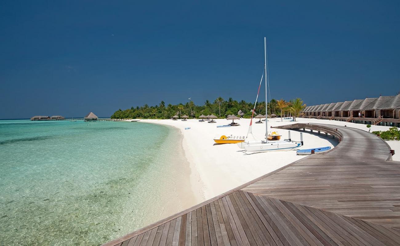 Photo of Constance Moofushi with white sand surface