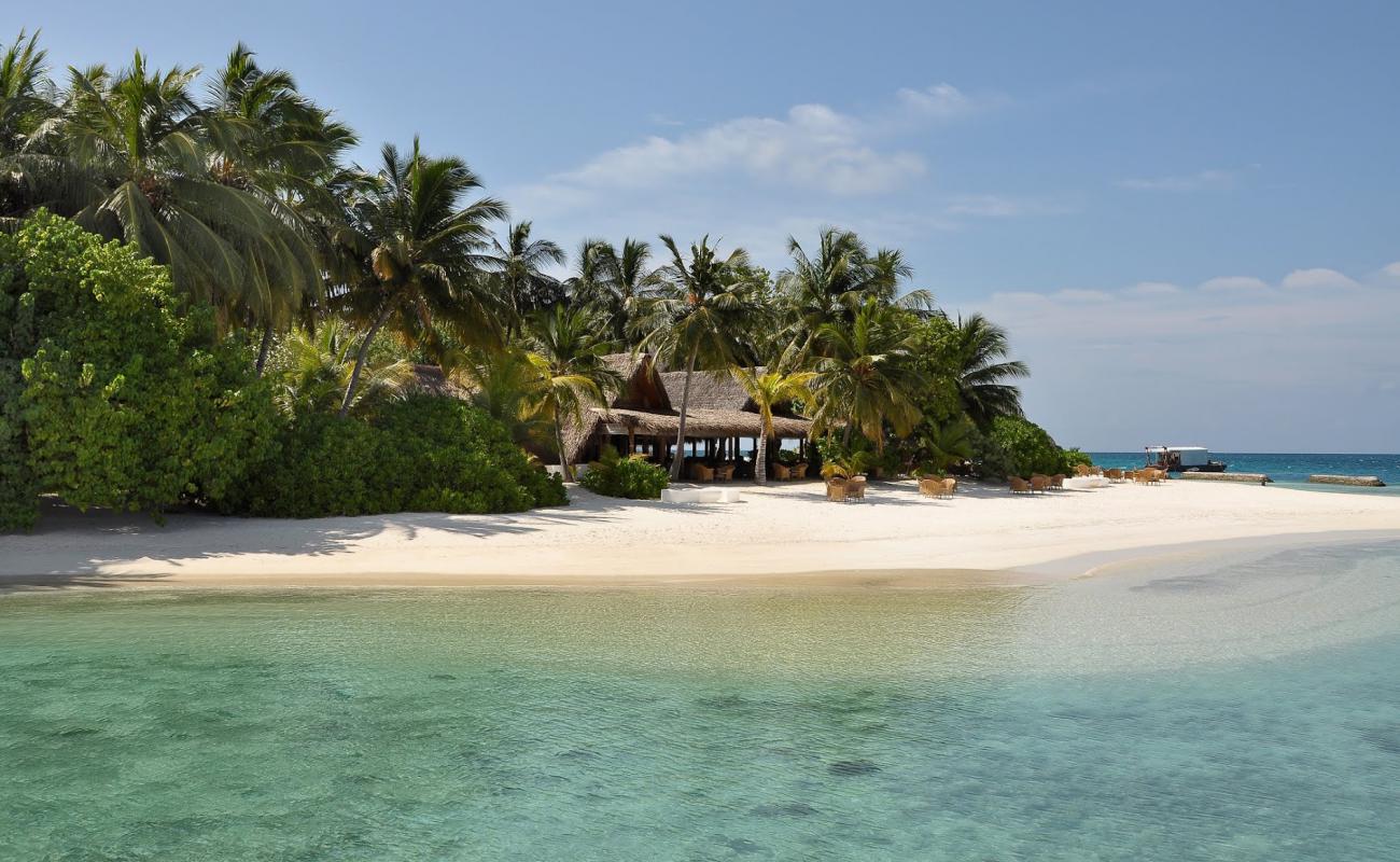 Photo of Kuramathi Resort Island with white sand surface