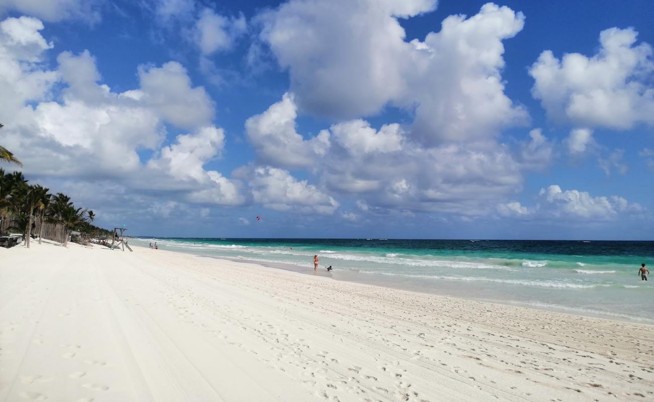 Photo of Tulum beach with white fine sand surface