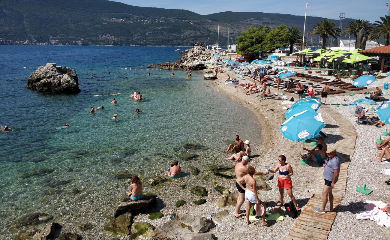 Photo of Herceg Novi beach with light fine pebble surface