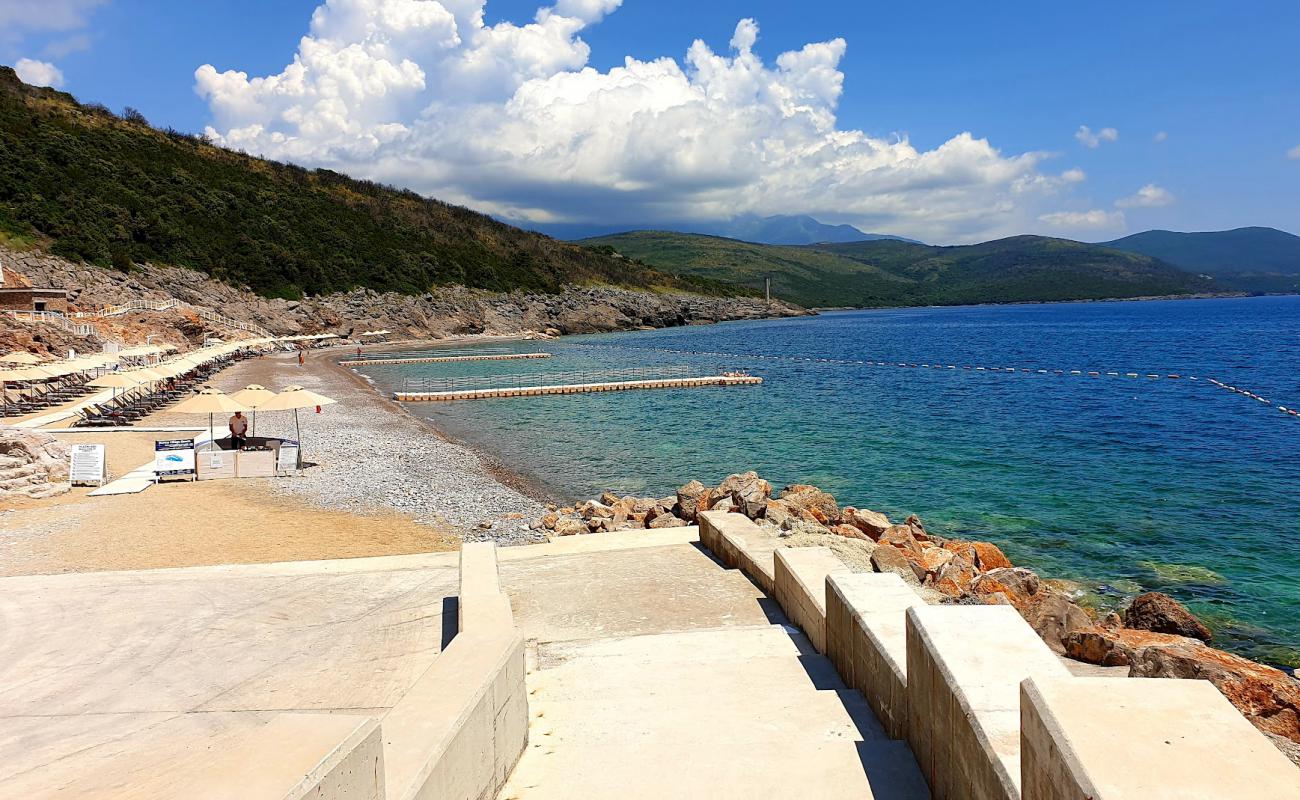 Photo of Lustica beach with light fine pebble surface