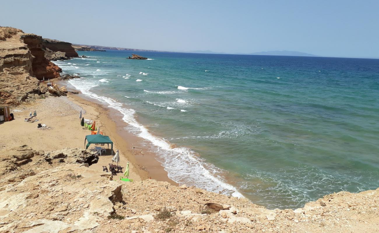 Photo of Red beach with brown sand &  rocks surface