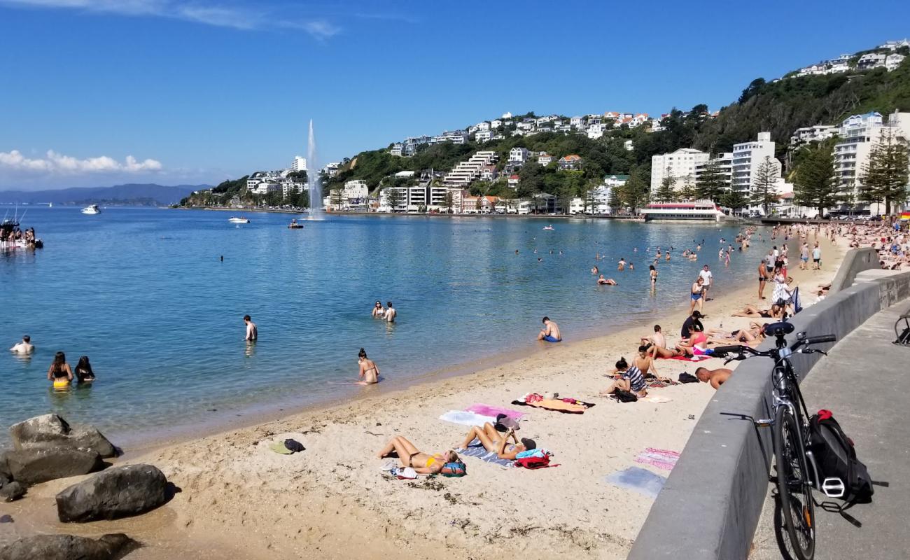 Photo of Freyberg Beach with bright sand surface