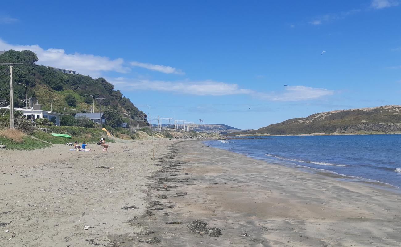 Photo of Plimmerton Beach with gray sand surface