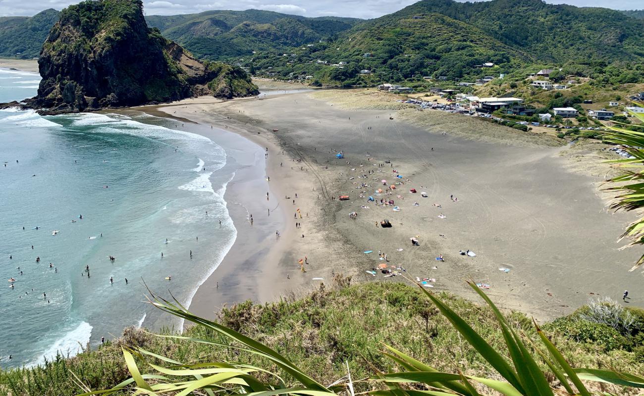 Photo of Piha Beach with gray sand surface