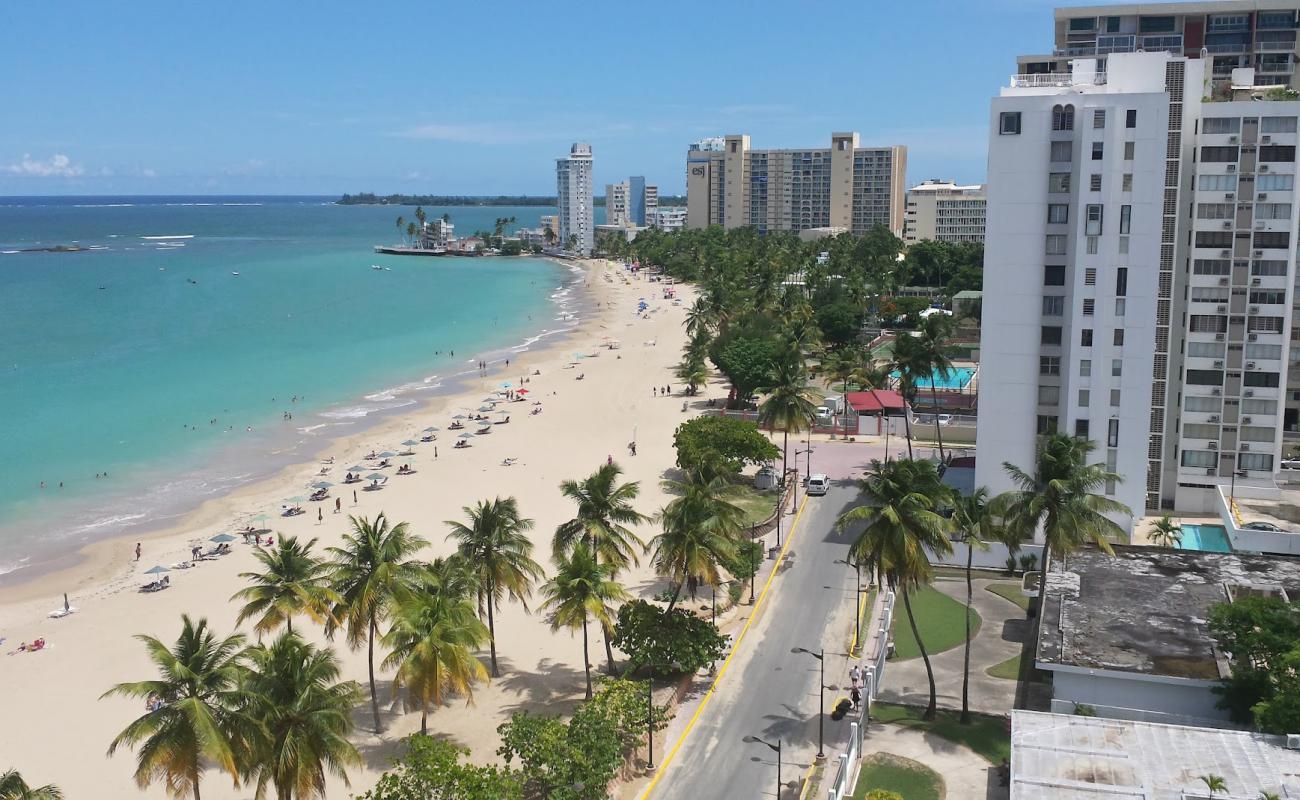 Photo of Atlantic beach with bright fine sand surface