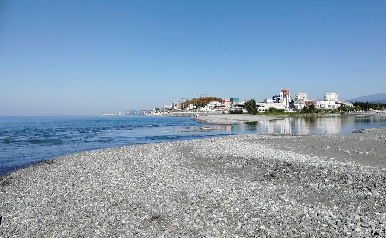 Photo of Adler port beach with gray pebble surface