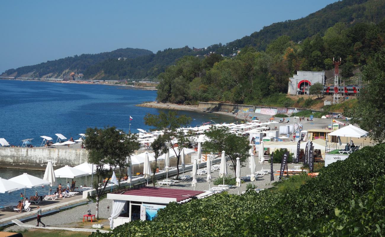 Photo of Lastochka beach with gray pebble surface