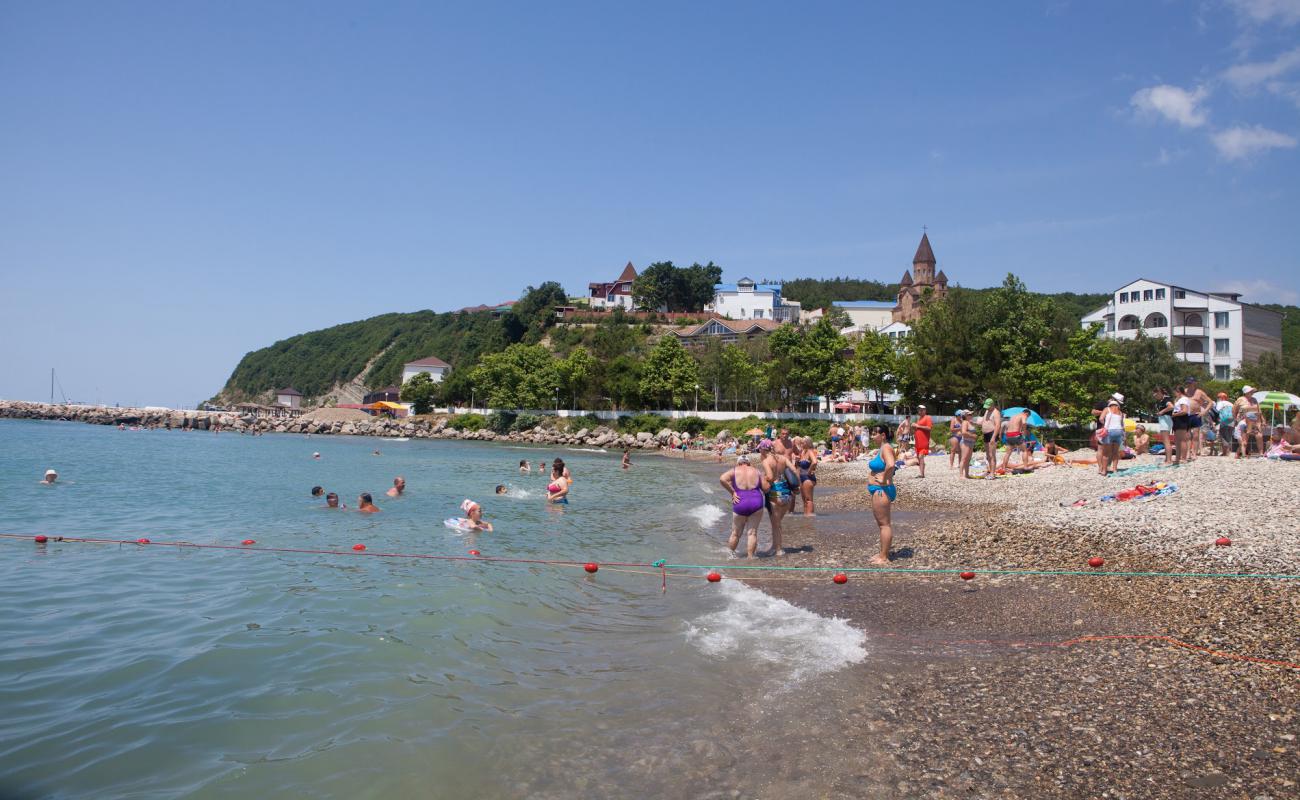 Photo of Novomikhailovskii beach with gray pebble surface