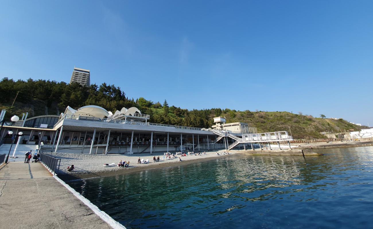 Photo of Yalta beach with gray fine pebble surface