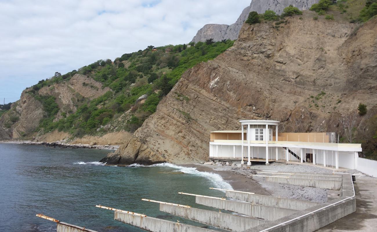 Photo of Mellas beach with gray pebble surface