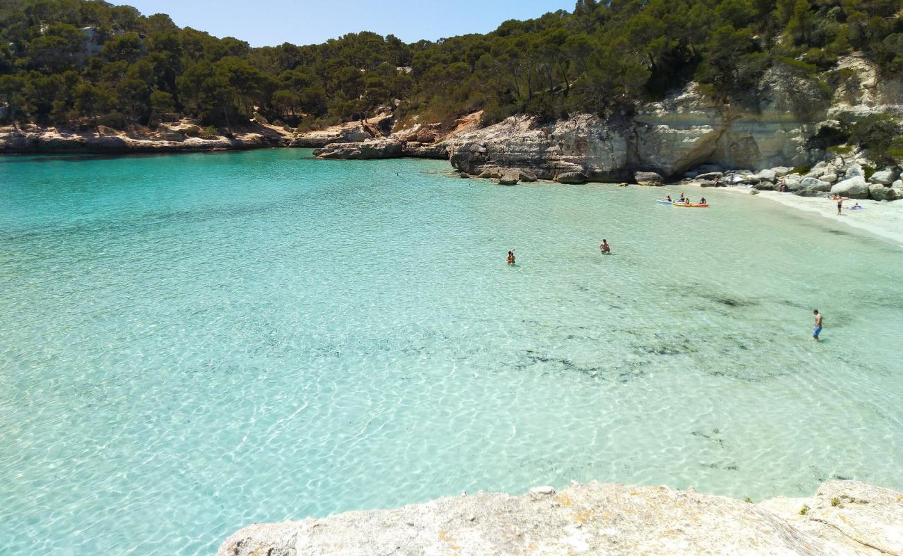 Photo of Cala Mitjana with bright fine sand surface