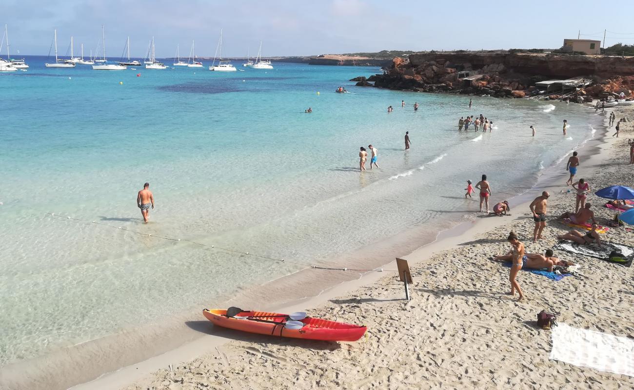 Photo of Cala Saona with white fine sand surface