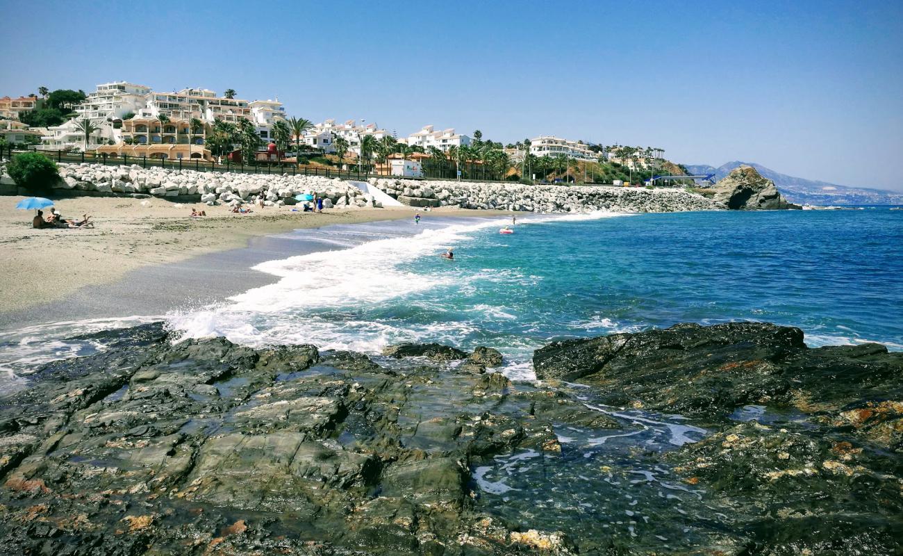 Photo of Playa Faro de Calaburras with gray sand surface