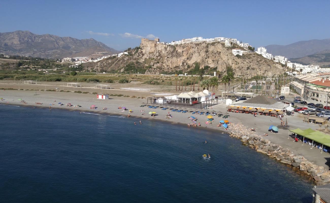 Photo of Playa de la Guardia with gray fine pebble surface