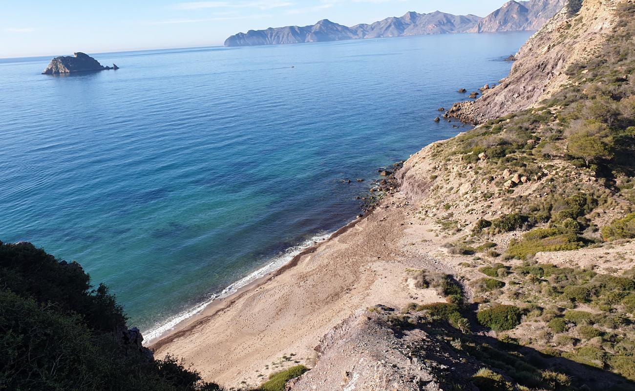 Photo of Playa de Fatares with gray shell sand surface