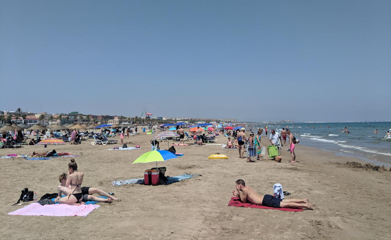 Photo of Malvarrosa Beach with bright sand surface