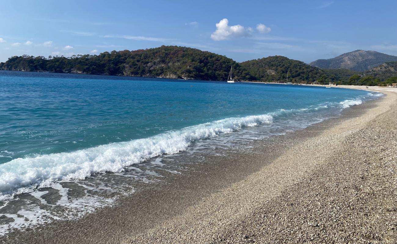 Photo of Oludeniz beach with light fine pebble surface