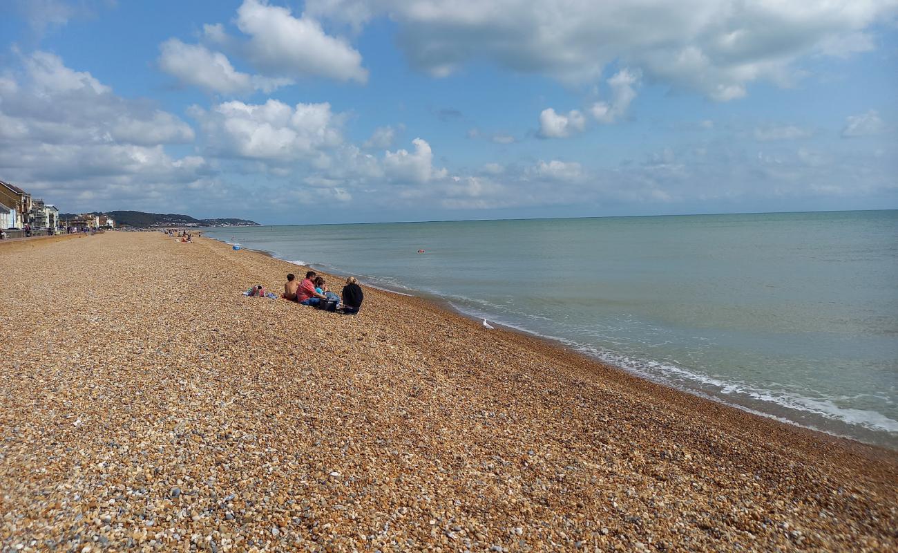 Photo of Hythe beach with brown fine pebble surface