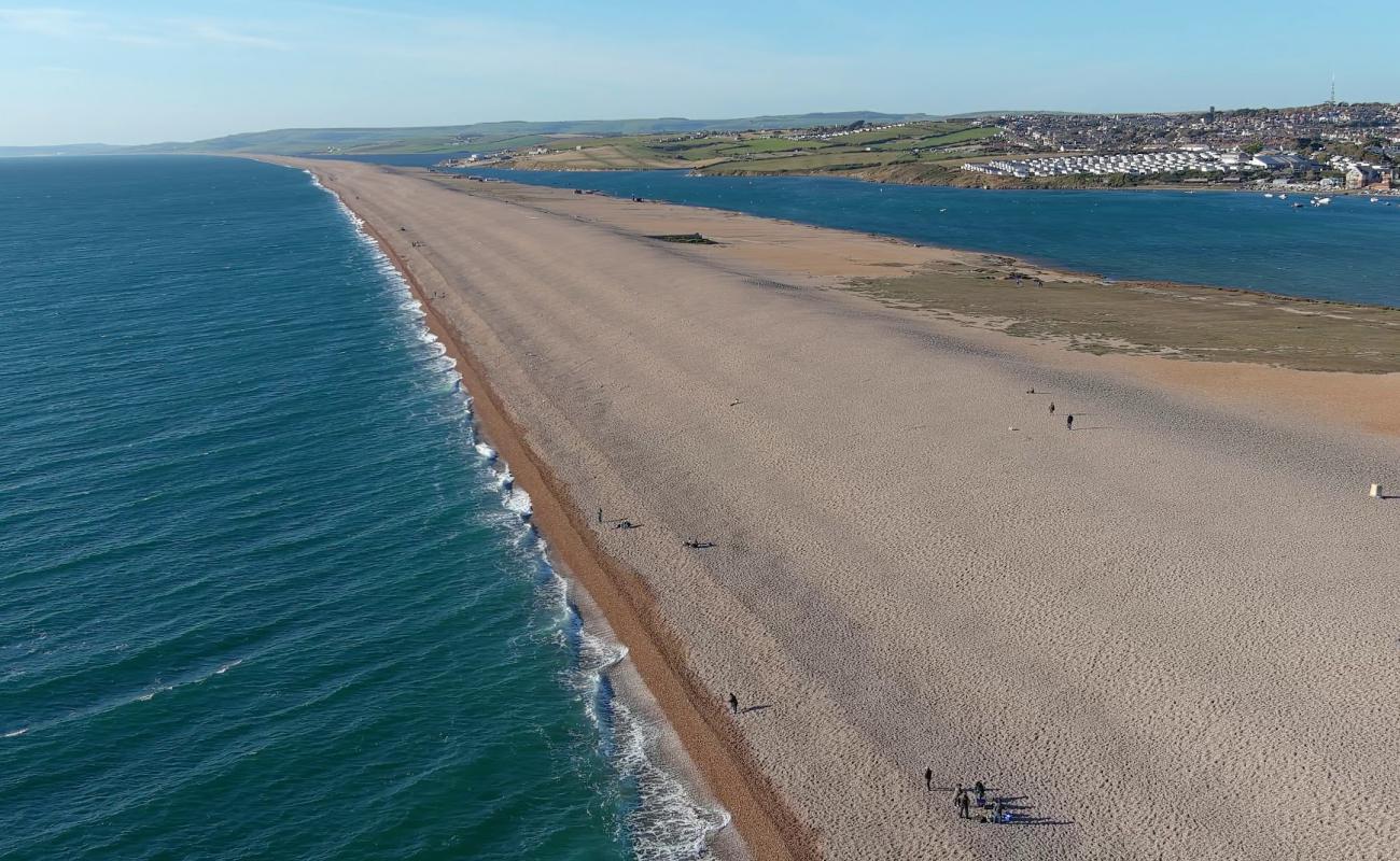 Photo of Chesil beach with light fine pebble surface