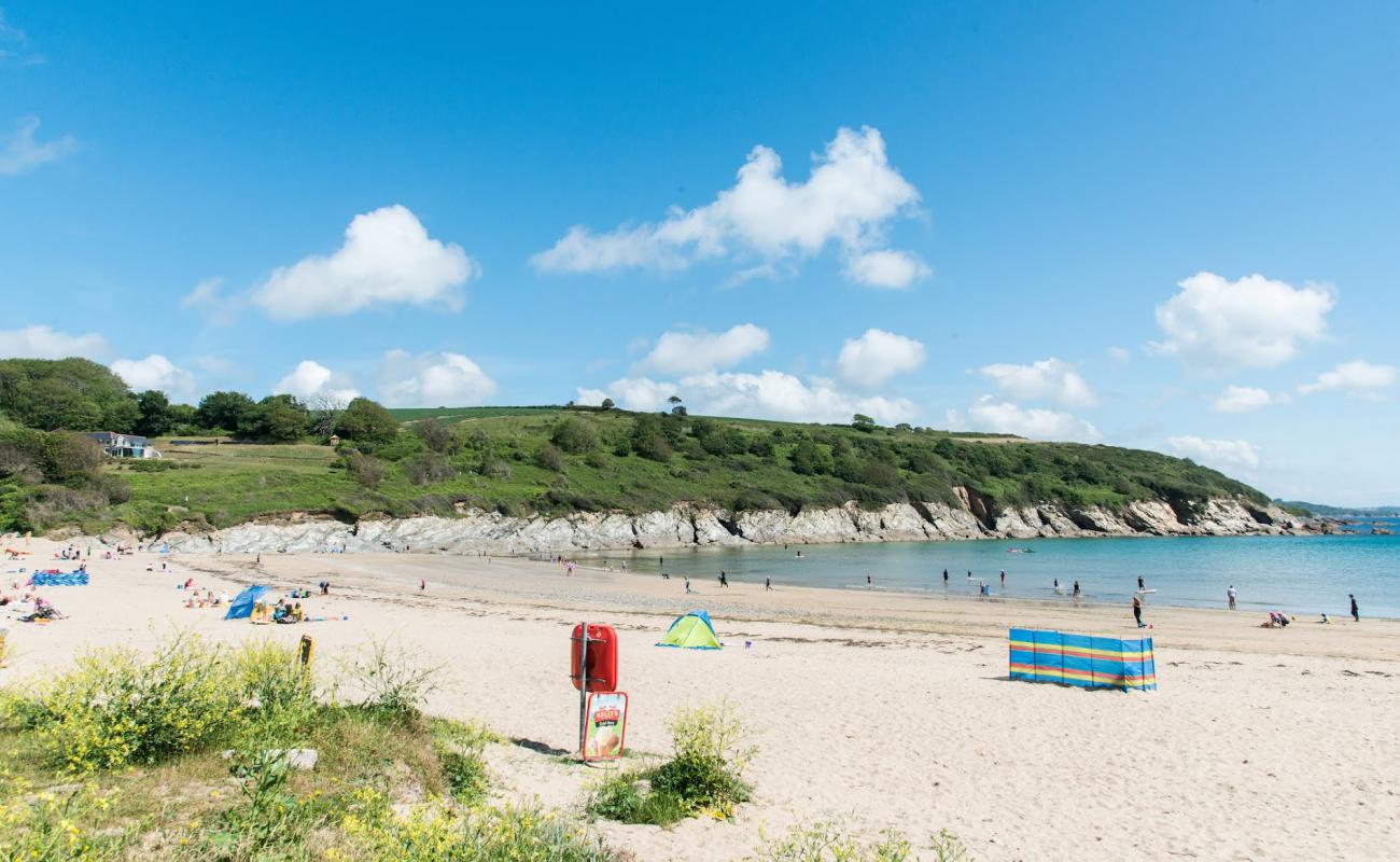 Photo of Maenporth beach with bright sand surface