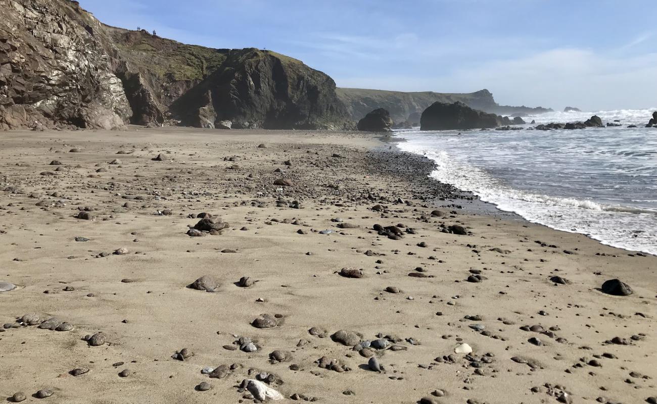 Photo of Pentreath beach with bright sand surface