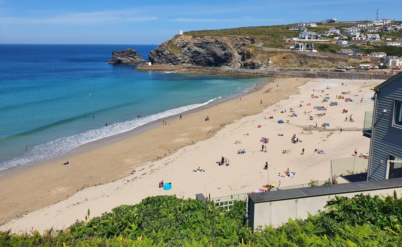 Photo of Portreath Beach with bright sand surface