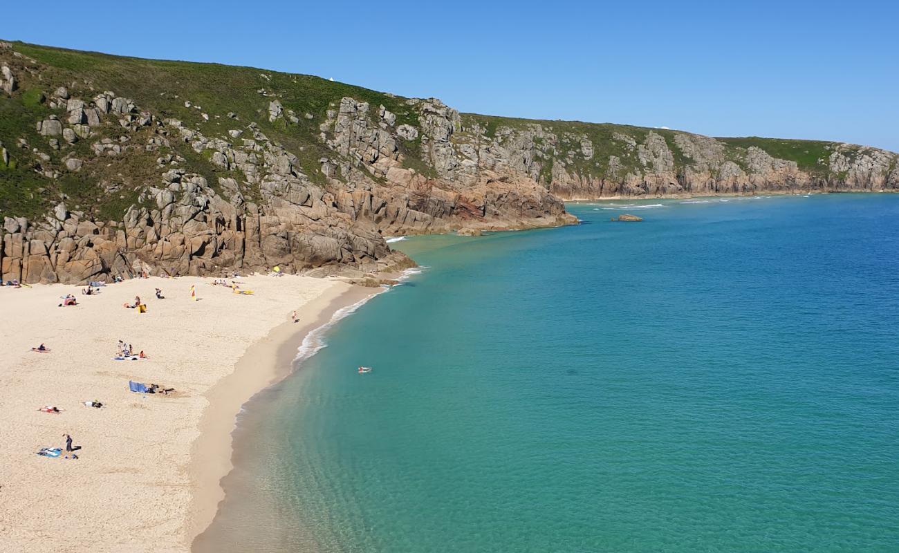 Photo of Porthtowan beach with bright sand surface