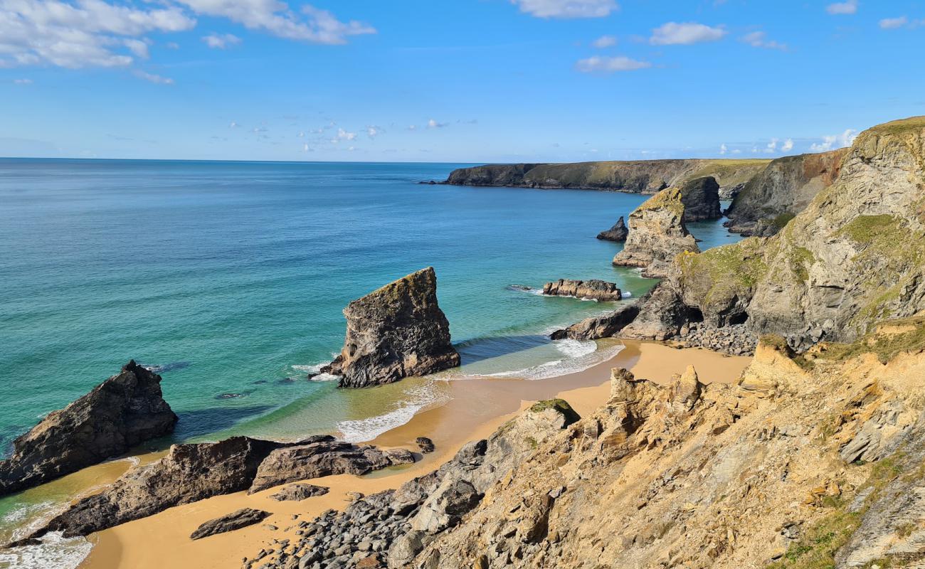 Photo of Pentire Steps beach with bright fine sand surface