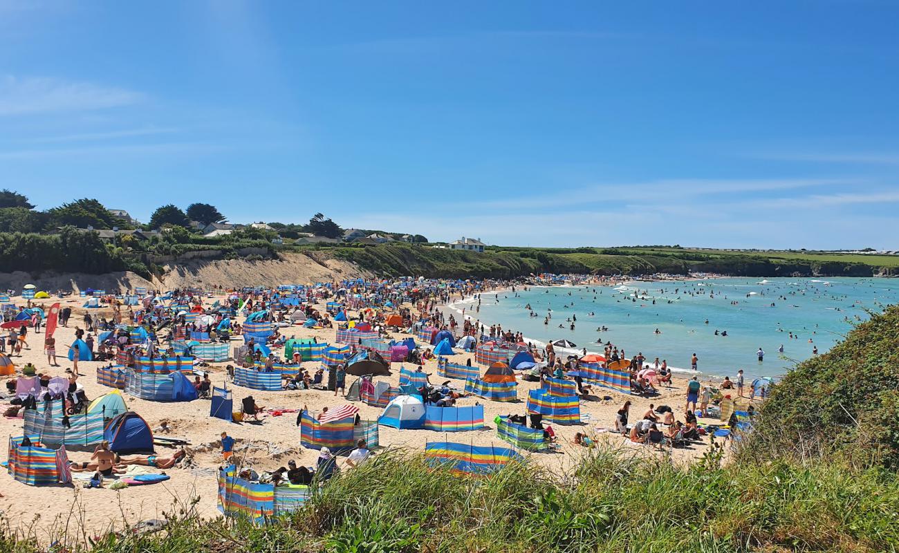 Photo of Harlyn Bay beach with bright sand surface