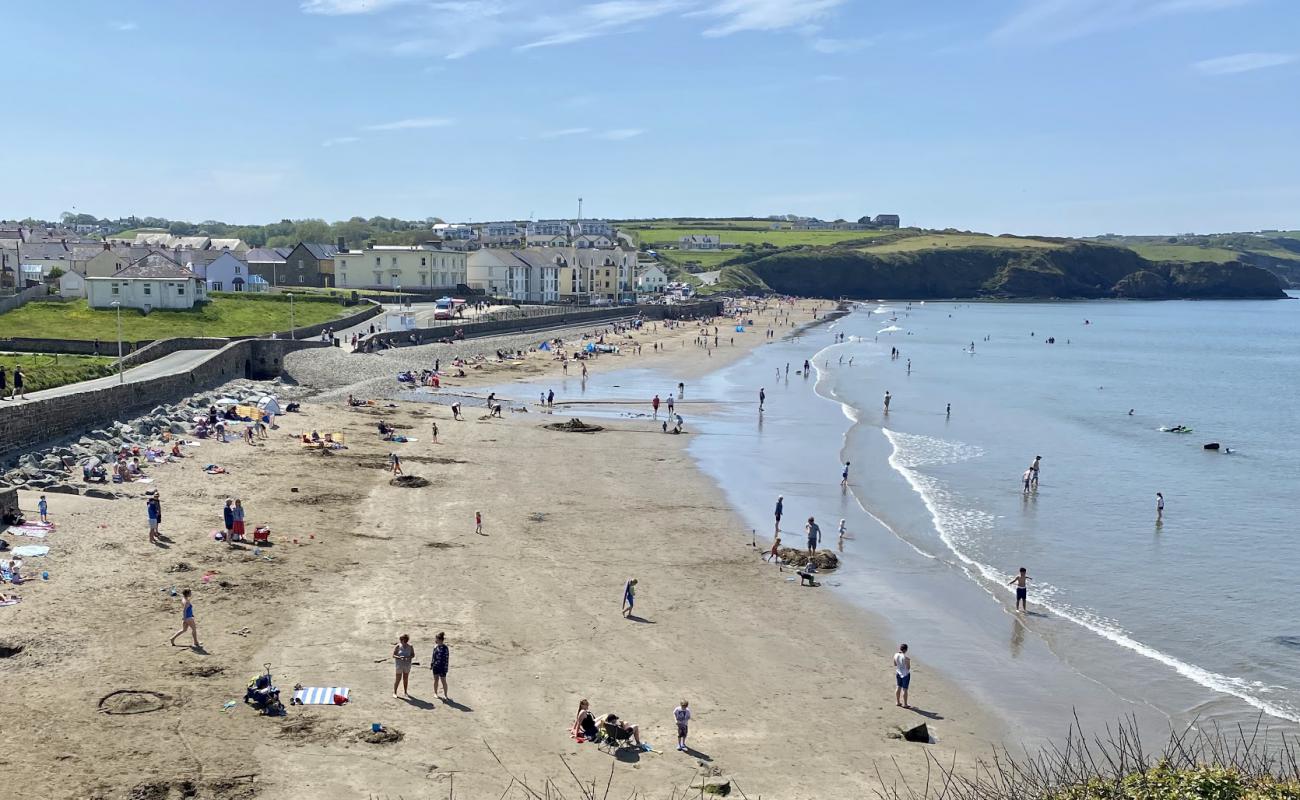 Photo of Broadhaven Beach with gray sand surface