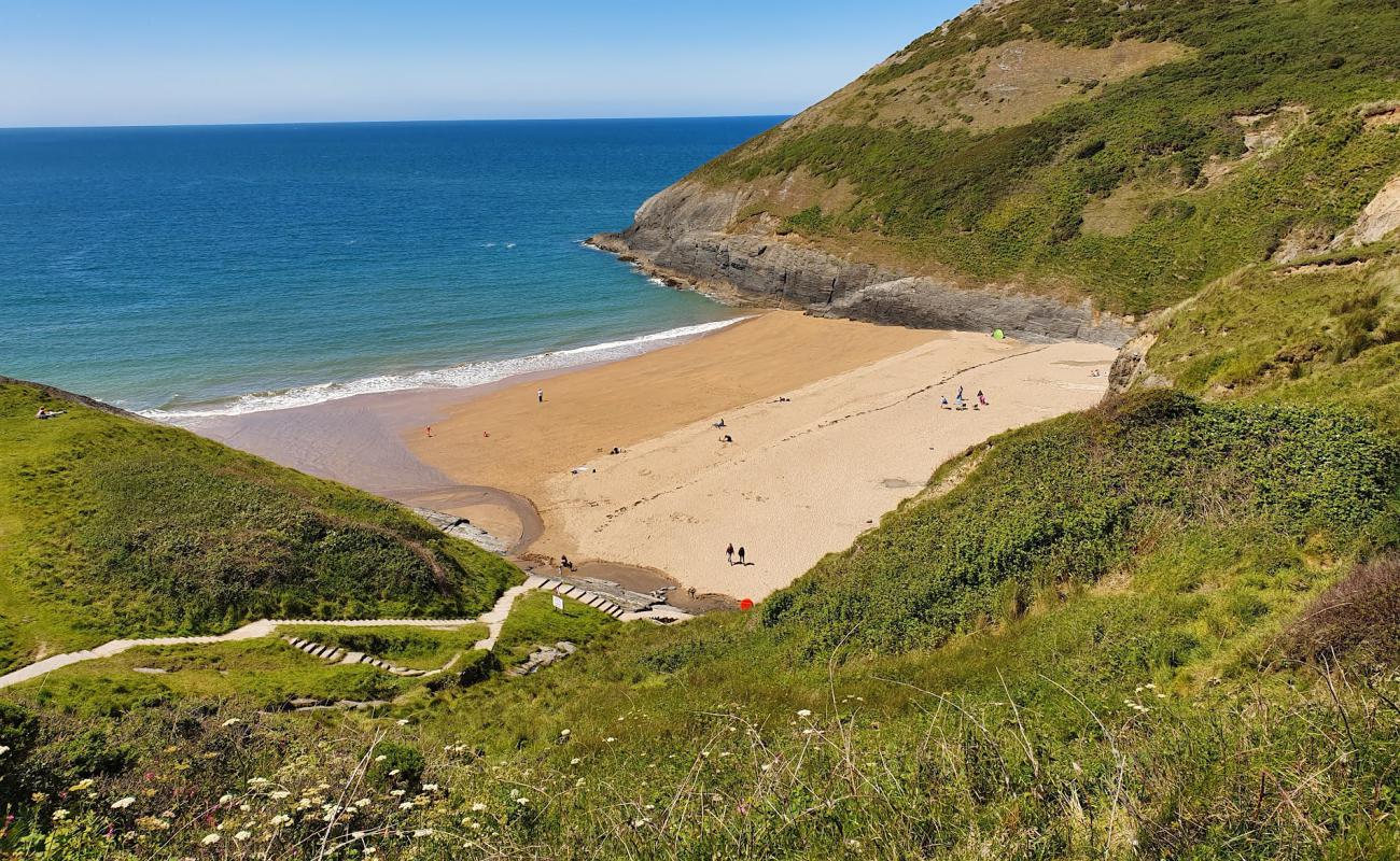 Photo of Mwnt beach with brown sand surface