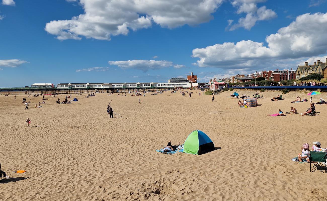 Photo of St Anne's Beach with bright fine sand surface