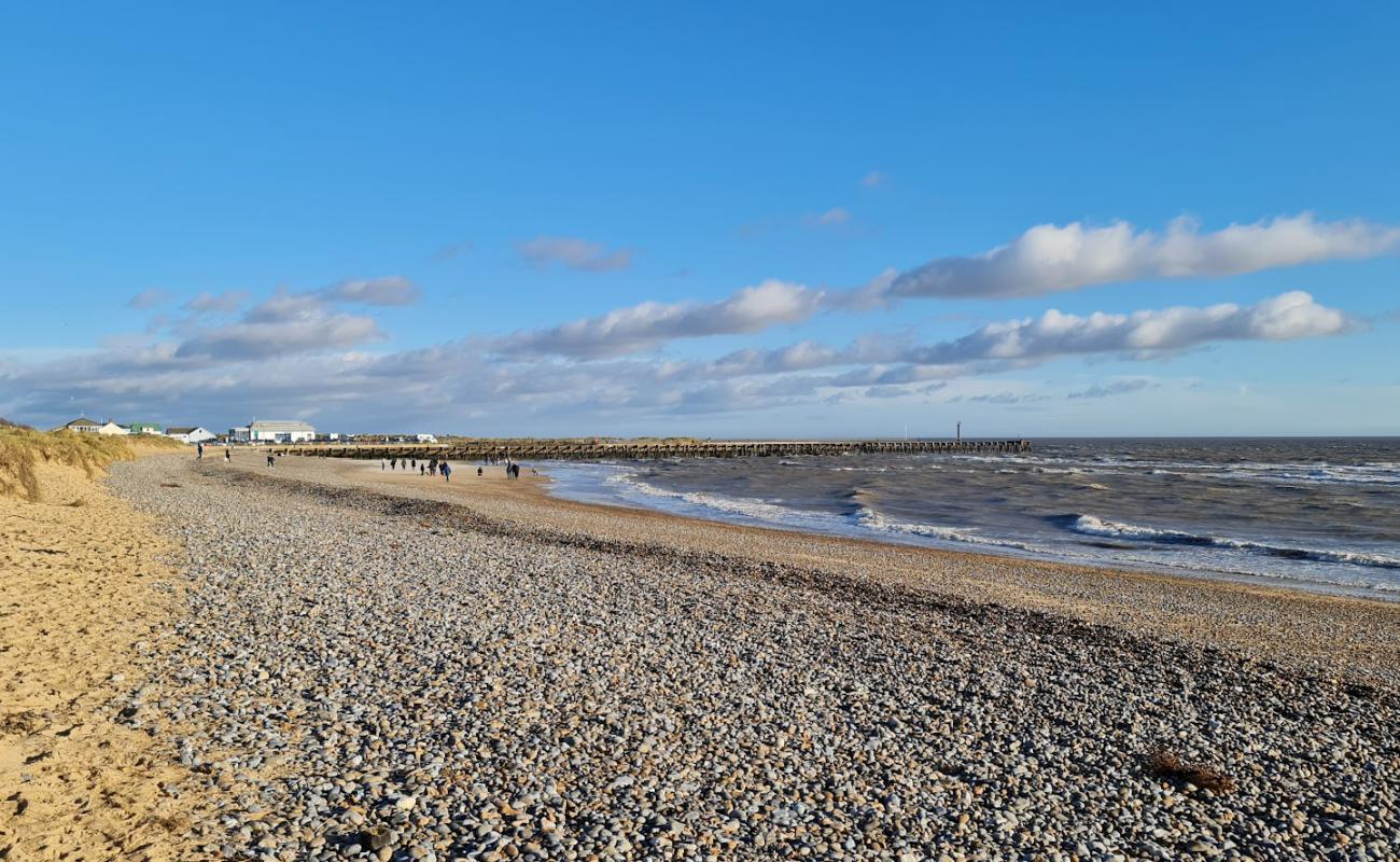 Photo of Walberswick Beach with gray sand &  pebble surface