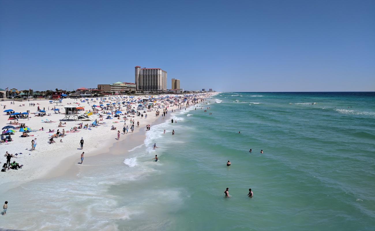 Photo of Pensacola Beach with white fine sand surface