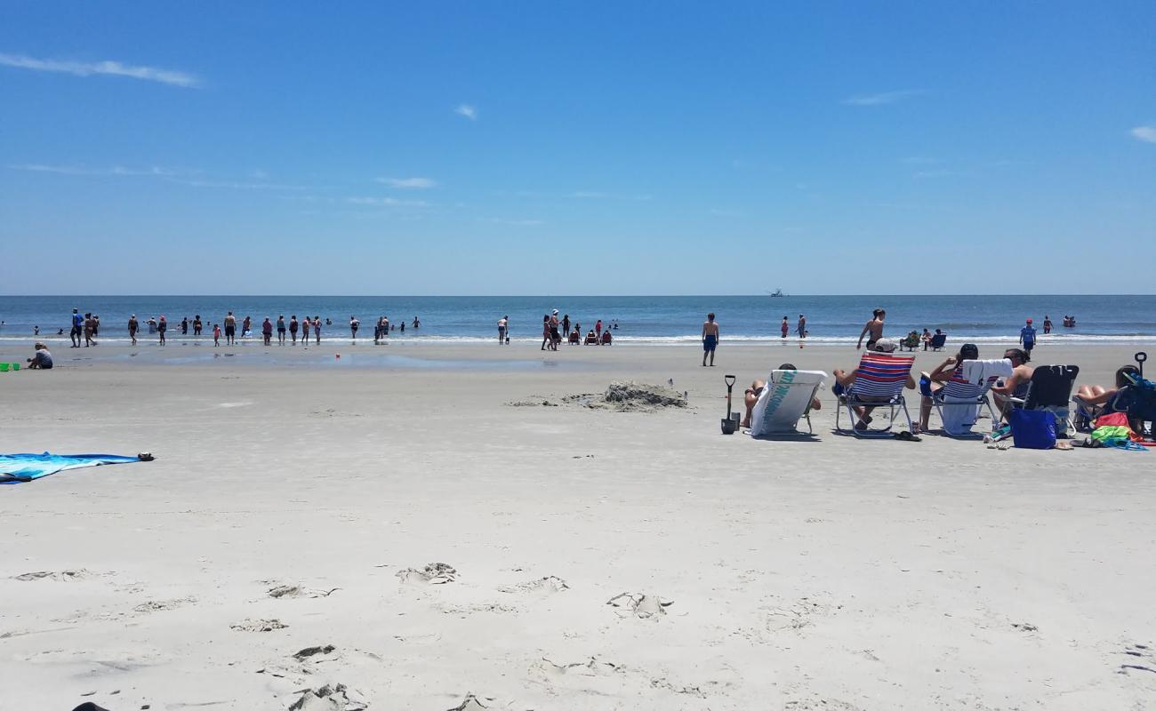 Photo of Burkes beach with bright sand surface