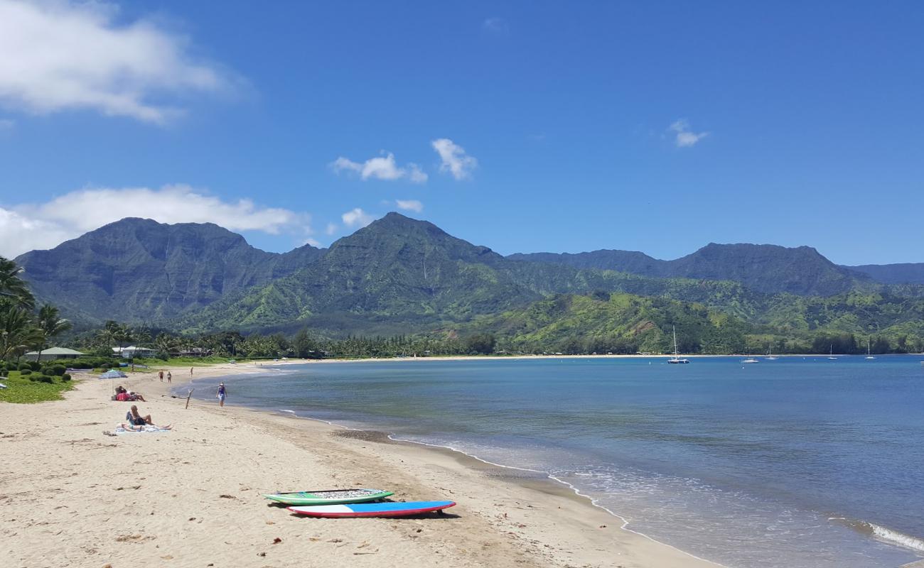 Photo of Hanalei Beach with bright sand surface