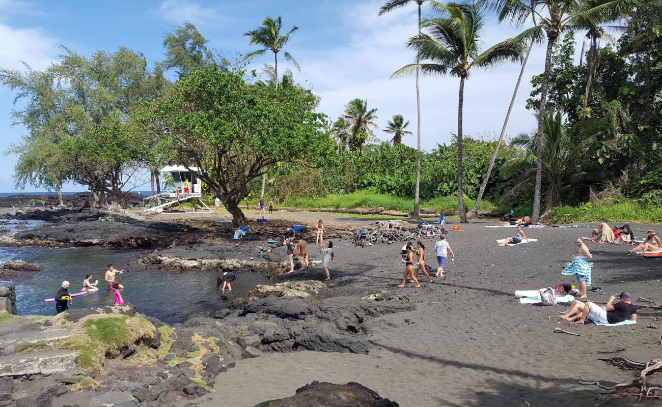 Photo of Leleiwi Beach with black sand surface