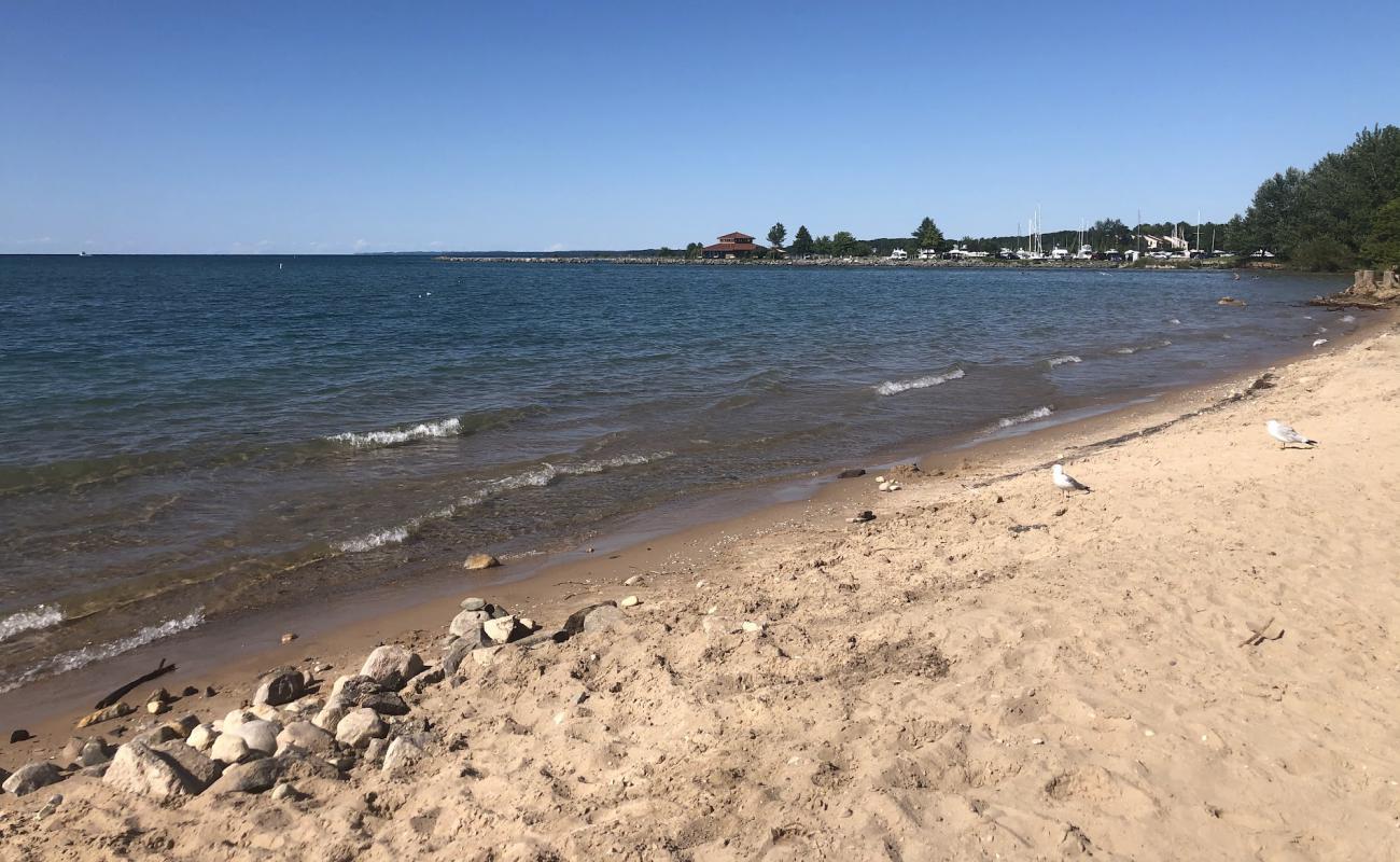 Photo of Elk Rapids Sandbar with bright sand surface