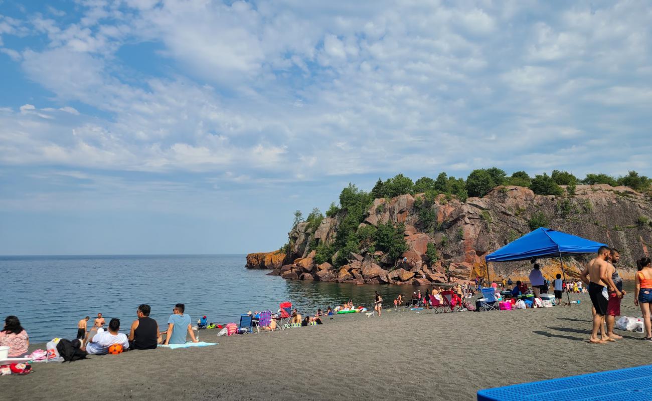 Photo of Black Beach with gray fine pebble surface