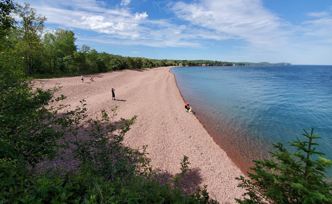 Photo of Iona's Beach with brown pebble surface